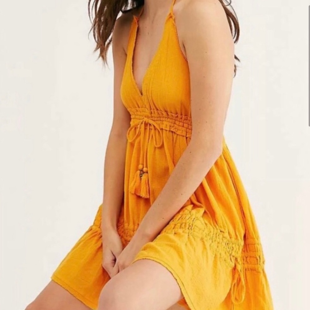 Free People Gauze Signorinia Mini Dress Halter Tie Neck. Brand New ✔️